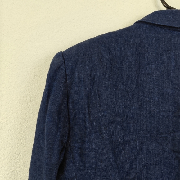 Lauren Ralph Lauren Linen Button Up Blazer In Navy Blue Size 14 Womens - Picture 13 of 14